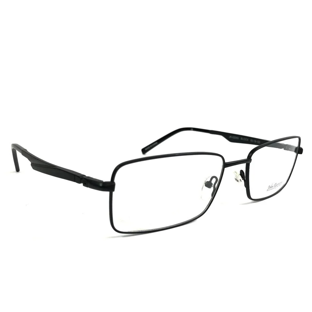John Raymond Eyeglasses Frames JR-02063 BLOCK Black Rectangle Wire Rim 60-19-150